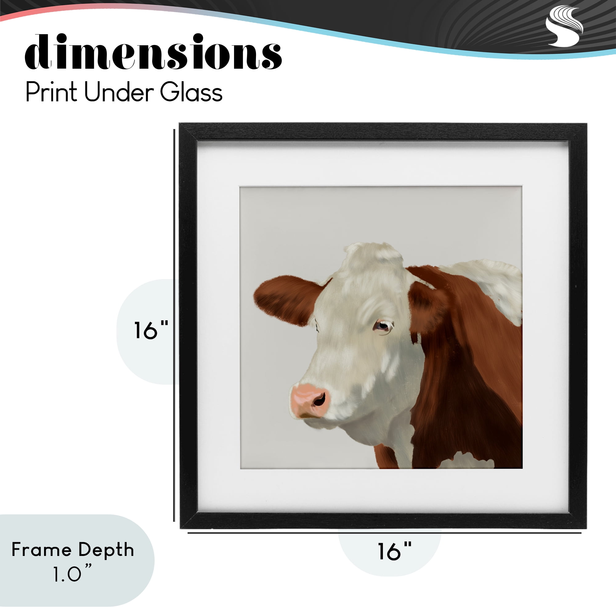 Stupell Industries Farm Friend Cow Portrait Black Framed Print Under Glass, design by Marcus Prime