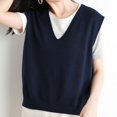 thumbnail image 3 of Yigetop Knit Vest Womens Knitted Vest Sleeveless V Neck Plaid Knit Sweater Vest Crop Tank Women's Sweater Vests Navy XL, 3 of 6