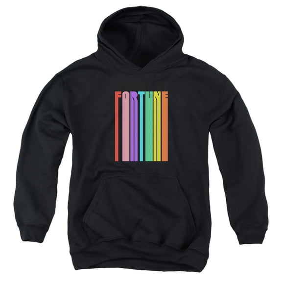 Popfunk Wheel of Fortune Logo Color Blend Youth Kids Boy/Girls Pull-Over Hoodie, Black, Medium