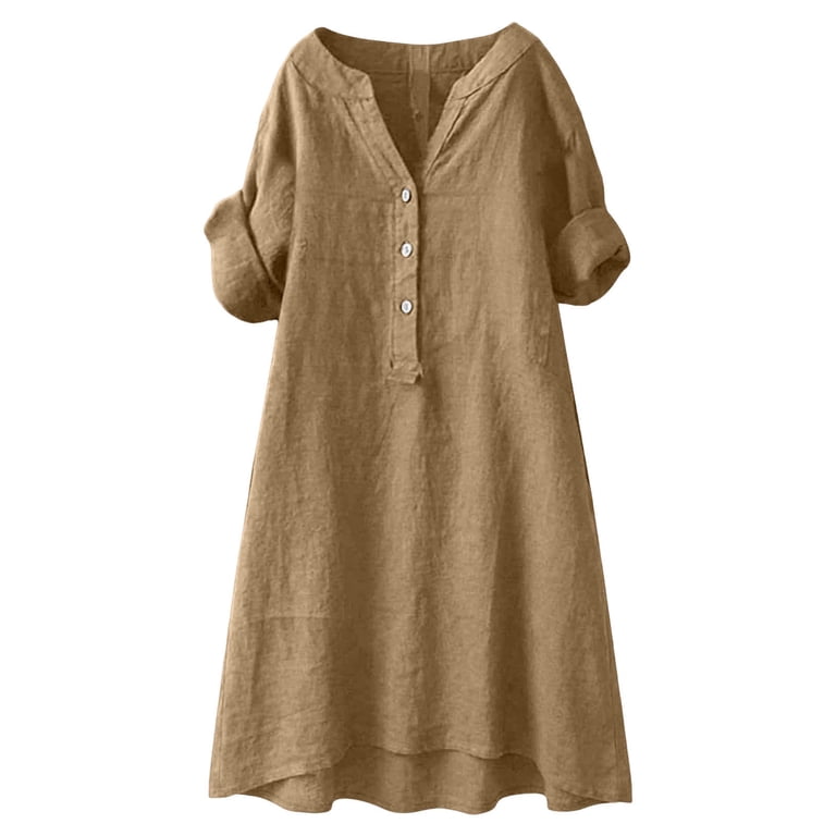 pastel short sleeve dress asdoklhq Cocktail Dress Plus Size Dresses Pastel Dress Ladies Casual V-Neck  Linen Pockets Dress Short Sleeve Dress Pink 4X