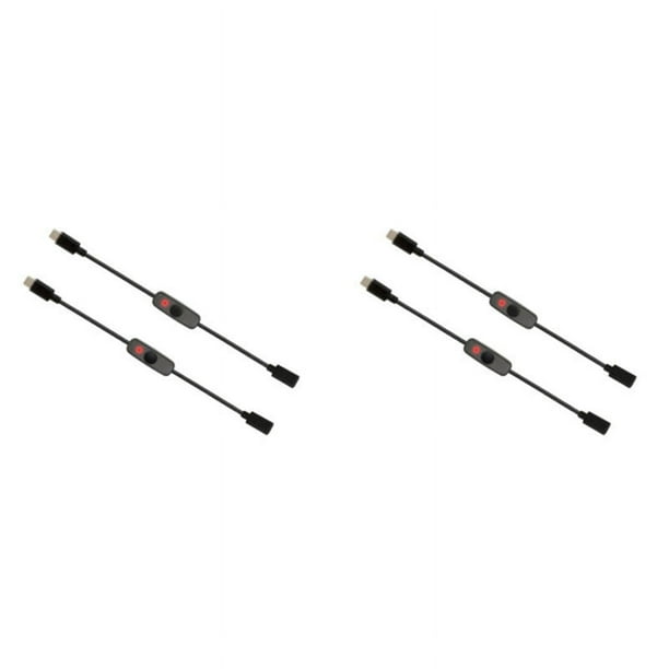 Interruptor de Encendido USB Tipo C con Luz Indicadora Interruptor de Cable de Extensión USB-C Macho Una Hembra para 4B 4 Piezas