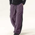 thumbnail image 5 of Men's Lightweight Track Pants with Side Zipper Mesh Vents Loose Fit Open Bottom Athletic Pants Drawstring for Running Workout, Purple, XXL, 5 of 9