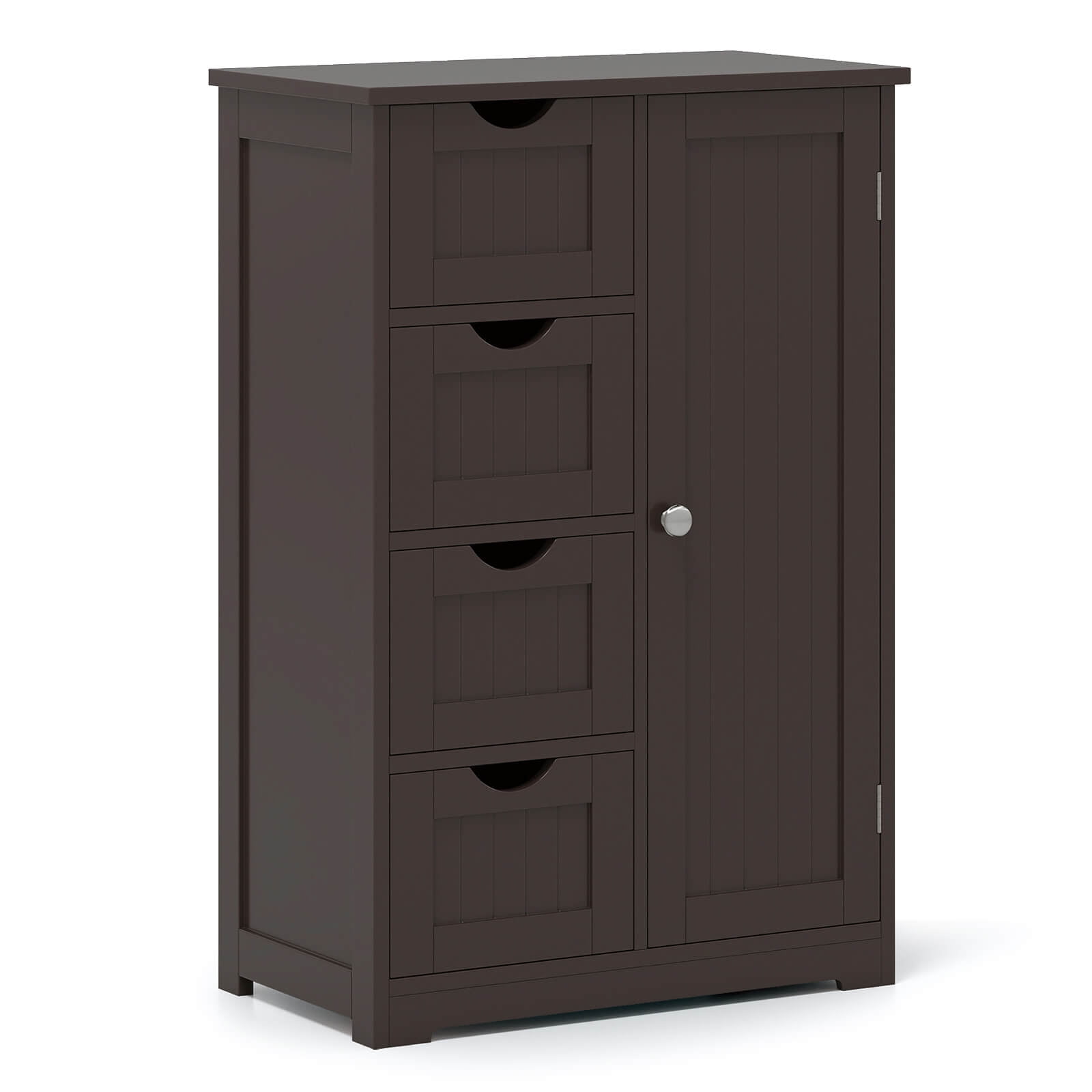 Costway 4-drawer MDF Board Free Standing Storage Cabinet with 2 Shelves in Brown