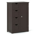thumbnail image 4 of Costway Bathroom Storage Wooden 4 Drawer Cabinet Cupboard 2 Shelves Free Standing Brown, 4 of 10