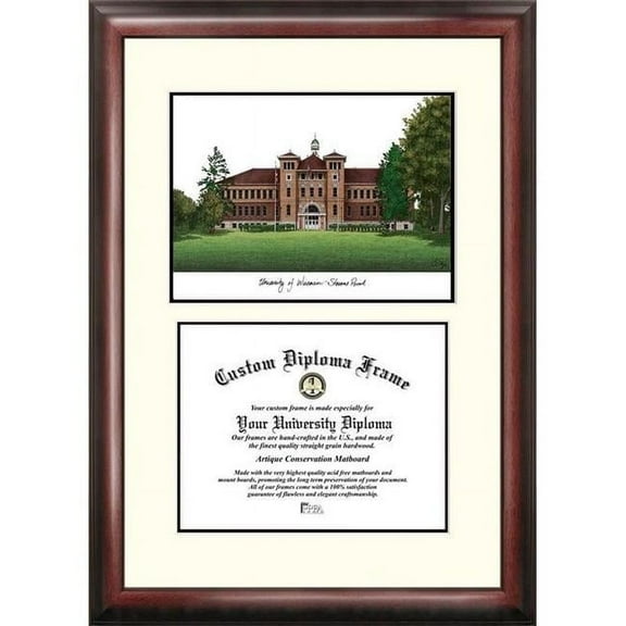 Campus Images WI993V-108 10 x 8 in. University of Wisconsin Stevens Point Scholar Diploma Frame - Satin Mahogany