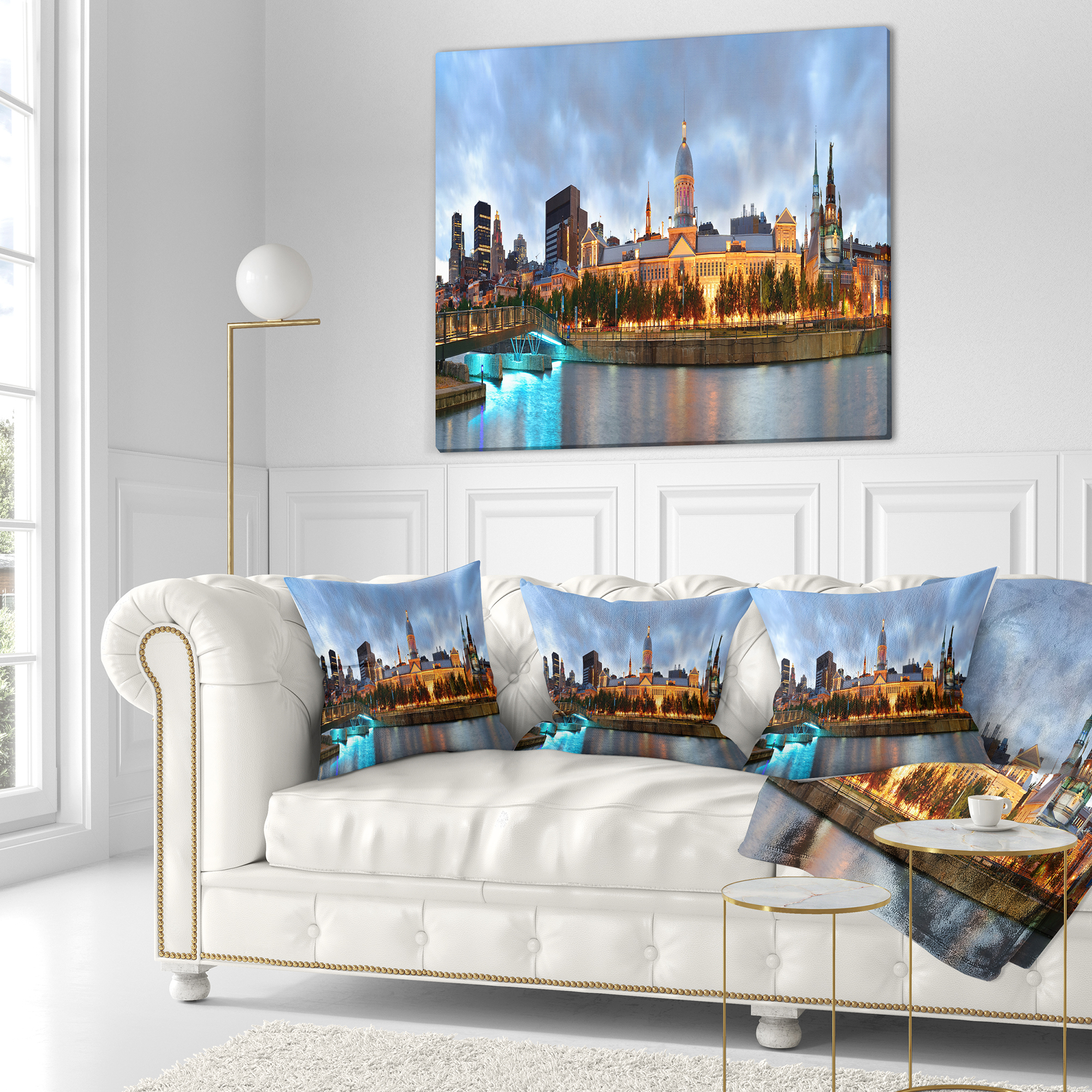 Designart Montreal Panoramic View - Cityscape Photo Throw Pillow - 18x18