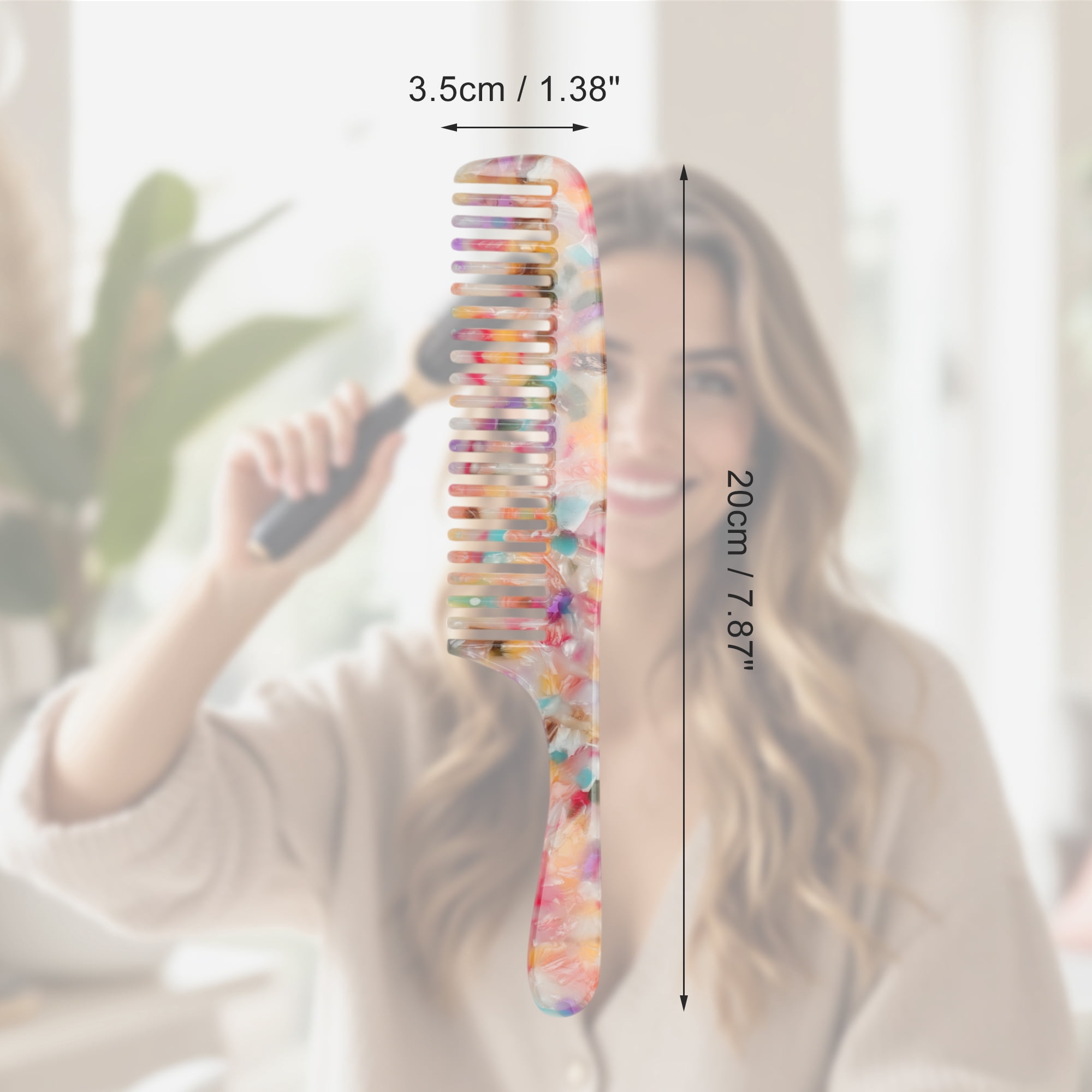 Unique Bargains 1 Pc Durable Portable Long Handle Hair Comb for Women Men Colorful