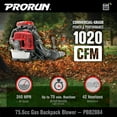 thumbnail image 5 of PRORUN 75.6cc 1020 CFM 240 MPH Gas-Powered 2-Cycle Backpack Leaf Blower, 5 of 13