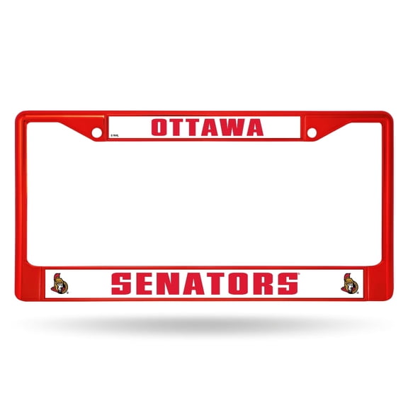 Ottawa Hockey Senators Chrome Metal (Red Painted) License Plate Frame