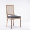 thumbnail image 4 of French Elegant Design Upholstered Antique Painting Linen Dining Chairs, Retro Dining Chairs with Solid Wood Frame and Legs, Armless Kitchen Chairs with Rattan Back, Parson Chairs(Gray,Set of 4), 4 of 10