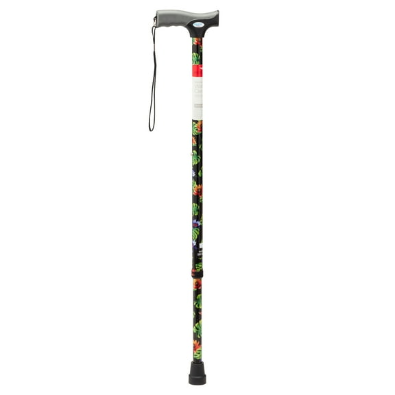 Equate Offset Walking Cane with Cushioned Handle for Comfort, Height Adjustable, 300 lb Capacity