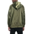 thumbnail image 2 of Ma Croix Mens Satin Hipster Zip Up Bomber Jacket with Hood, 2 of 5