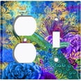 thumbnail image 4 of Metal Light Switch Plate Outlet Cover Peacock Crown Flower Damask PEA004, 4 of 13
