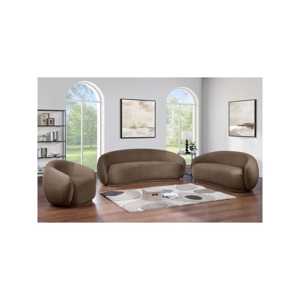 Meridian Furniture Emery Brown Velvet Loveseat
