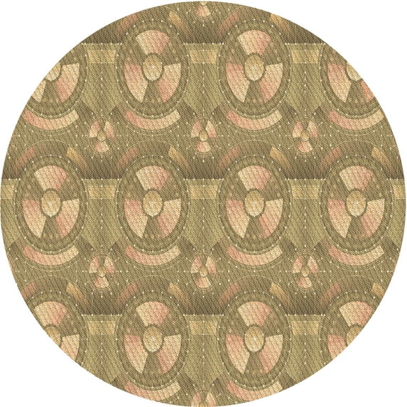 Ahgly Company Indoor Round Patterned Yellow Orange Area Rugs, 6' Round