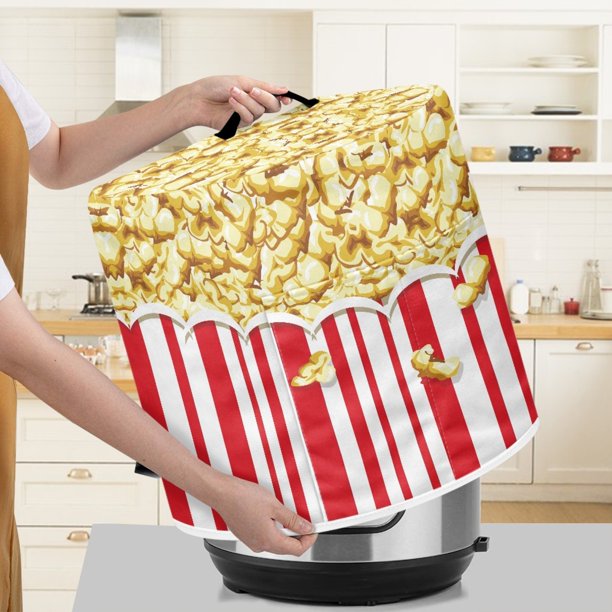 Xoenoiee Retro Popcorn Tub Print Kitchen Appliance Dust Cover for