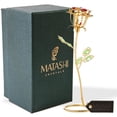 thumbnail image 2 of Matashi 24K Gold Plated Rose Flower Tabletop Ornament with Red, Pink & Green Crystals – Elegant Metal Floral Décor, 2 of 7