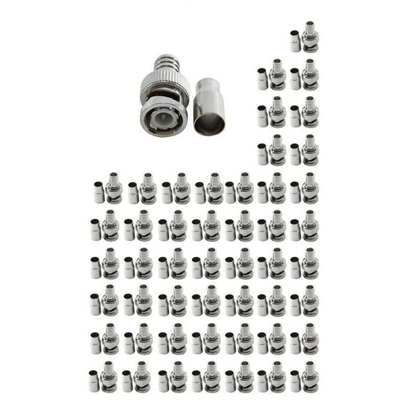 EVERTECH 50 Pcs BNC Crimp On RG59 Coax Coaxial Male Connector Adapter Plug Ends CCTV