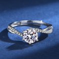 thumbnail image 5 of Women's 925 Sterling Silver Geometric Ring with Simulated Diamond, Six Prong Setting, Electroplated, Adjustable, 5 of 5