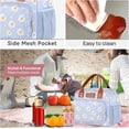 thumbnail image 3 of Lunch Bag for Woman Man Adults with Front Pocket Insulated Lunch Tote with Side Pockets Lunch Box Container for Work Picnic or Travel (Blue Daisy), 3 of 6