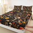 thumbnail image 3 of Manfei Female Men Botanical Mushroom Full Size Sheets 4-Piece,Chic Flowers Breathable Bed Sheets,Vintage Aesthetics Lightweight Sheet Sets,Microfiber Bedroom Decor, 3 of 7