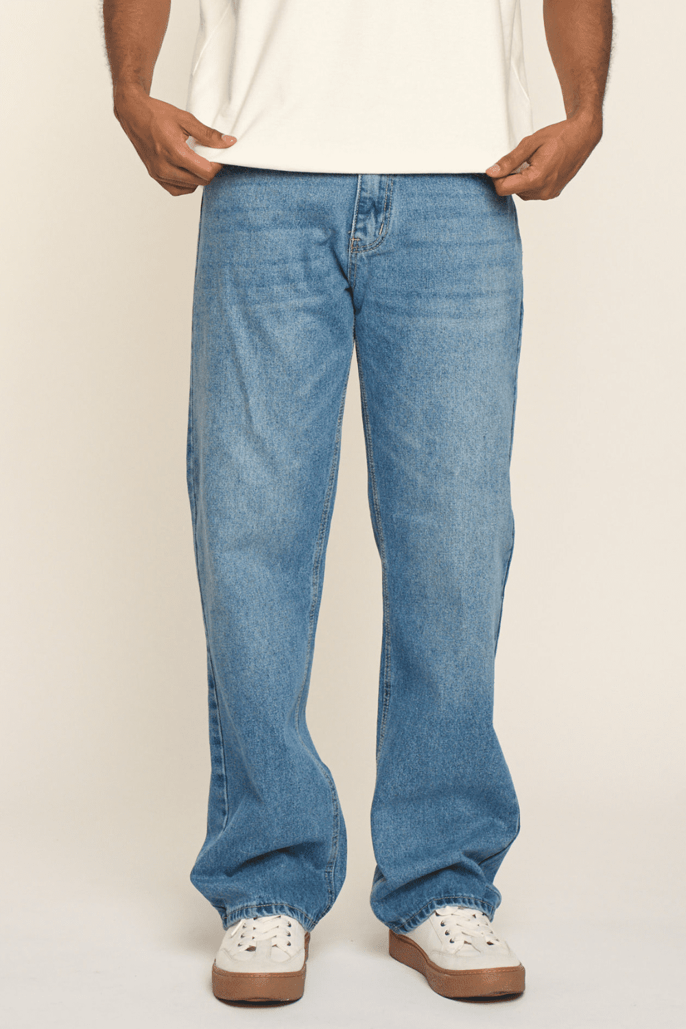 Victorious Men's Essential Baggy Raw Denim Jeans DL998 Indigo 40
