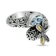 thumbnail image 5 of DEVATA Sterling Silver & 18K Gold Dragonfly Blue Topaz Birthstone Bypass Ring Women (SIZE 07), 5 of 7