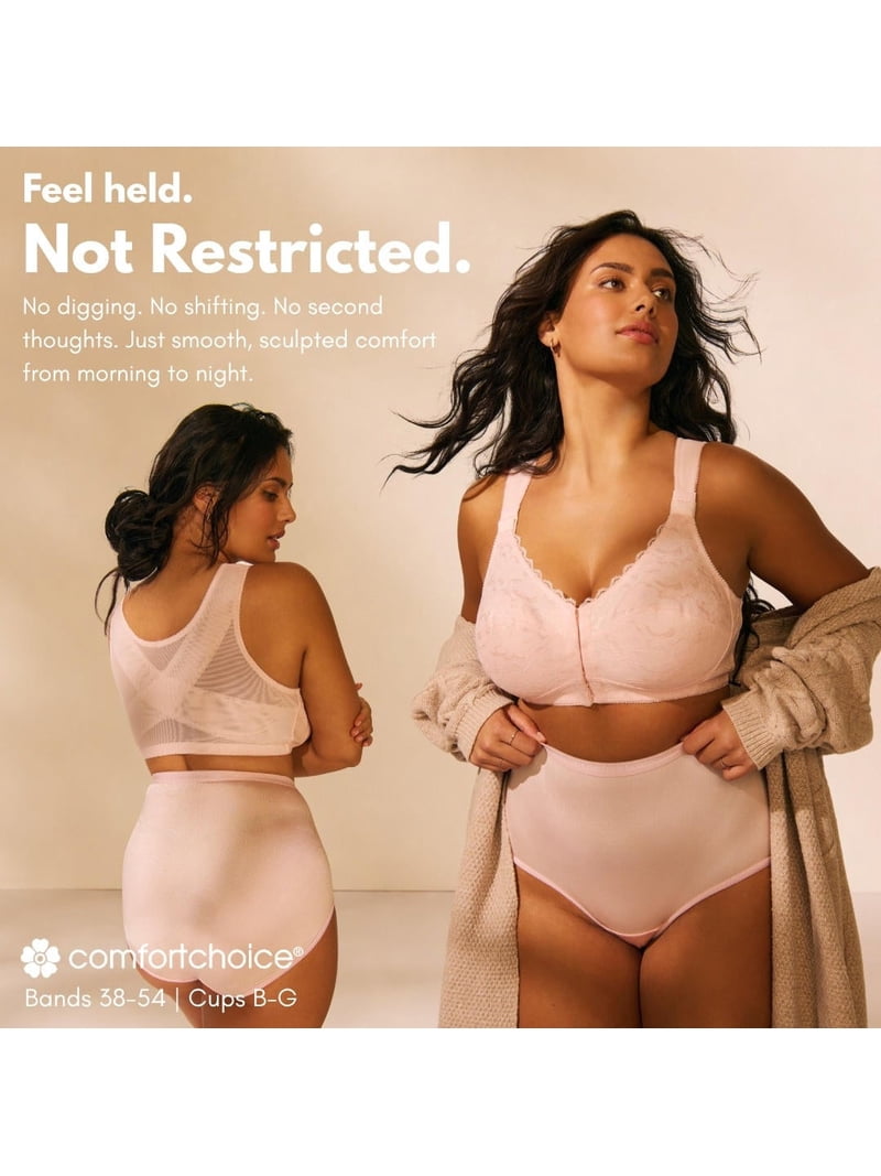 Comfort Choice Women's Plus Size Front-Close Wireless Posture Bra
