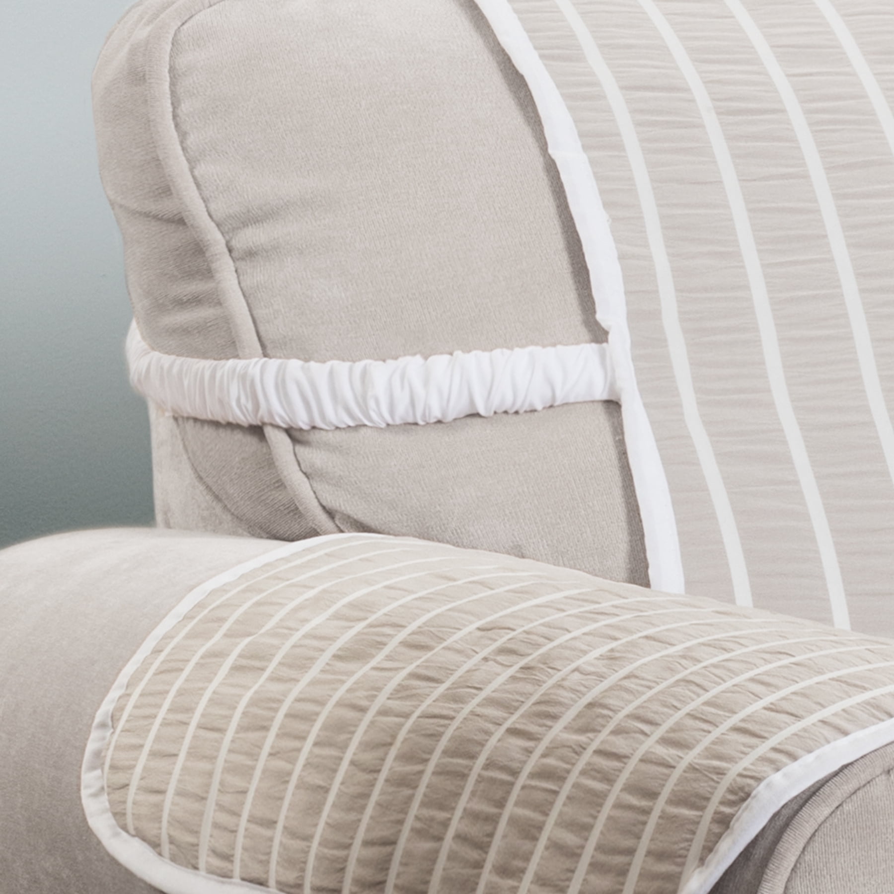 Innovative Textile Solutions 1-Piece Harper Striped Loveseat Furniture Cover Slipcover, Natural