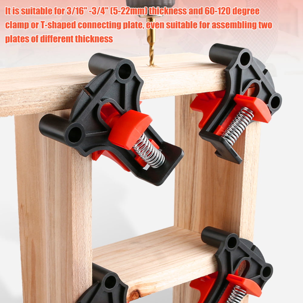 Wood-Working 4PCS Right Angle Clamp with 12PCS 60/90/120 Degree Replaceable Angle Clamp,Multi-function Woodworking Right Angle Clamp for Welding 4PCS Corner Clamp Drilling,Making Cabinets 