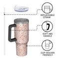 thumbnail image 4 of 40oz Pioneer Flower Floral Print Pattern Insulated Tumbler with Handle, BPA-Free Leak Proof Lid and Straws, Double Wall Vacuum, Hot 12h/Cold 34h, 4 of 6