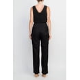 thumbnail image 3 of Adrianna Papell Scalloped V-Neck Sleeveless Zipper Back Solid Mesh Chiffon Jumpsuit, 3 of 4