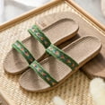 thumbnail image 3 of B91xZ Funny Slides for Women Glitter Rhinestone Strap Open Toe Flat Sandals Sparkle Slide Slippers,Green 6.5, 3 of 5