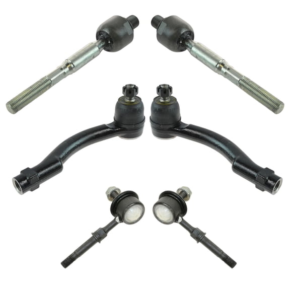 TRQ 6 Piece Steering Suspension Kit Inner Outer Tie Rods w/ Sway Bar End Links PSA86156