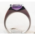 thumbnail image 4 of Mens Amethyst Ring, 925 Sterling Silver Men's Engagement Ring, 8mm Emerald Cut Purple Gemstone February Birthstone Wedding Band Ring Jewelry, 4 of 4