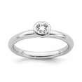 thumbnail image 1 of Sterling Silver Stackable Expressions Low 4mm Round White Topaz Ring - Size 5, 1 of 3
