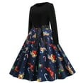 thumbnail image 1 of CEHVOM Robe Vintage Rockabilly Patchwork pour Femmes Robe de Fête de Noël avec Nœud, 1 of 8