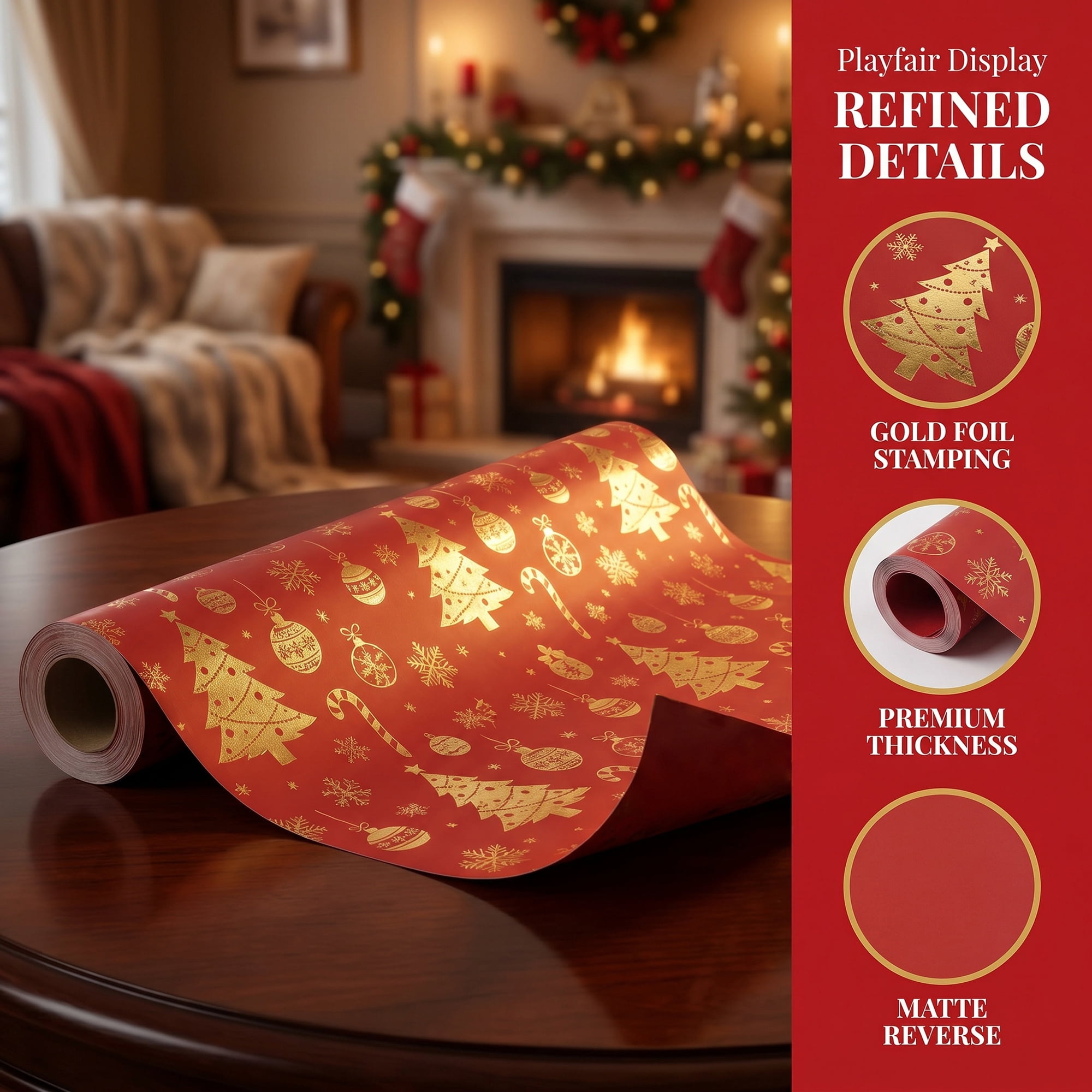 Unique Bargains Christmas Tree Gift Wrapping Paper for Gifting 3Pcs Red 39.4"x 27.6"
