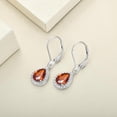 thumbnail image 3 of Divine Creation 1.50 Ct Pear Cut Red Garnet & Diamond Leverback Drop Dangle Earring's 14K White Gold Plated 925 Sterling Silver For Women's, 3 of 3