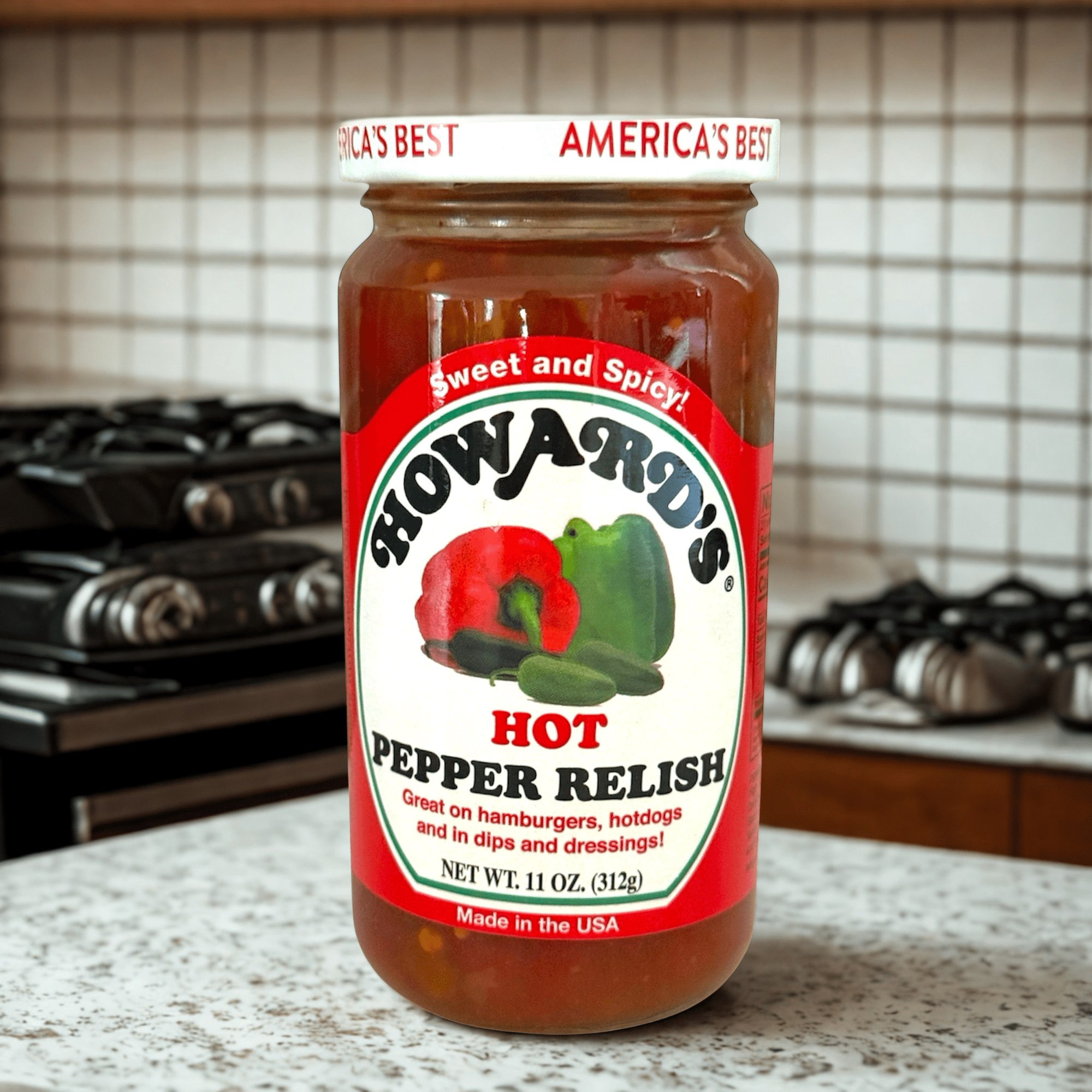 (3 pack) Howard Foods Hot Pepper Relish, 11 oz Jar – Spicy Sweet Relish for Sandwiches, Burgers, Hot Dogs, and More