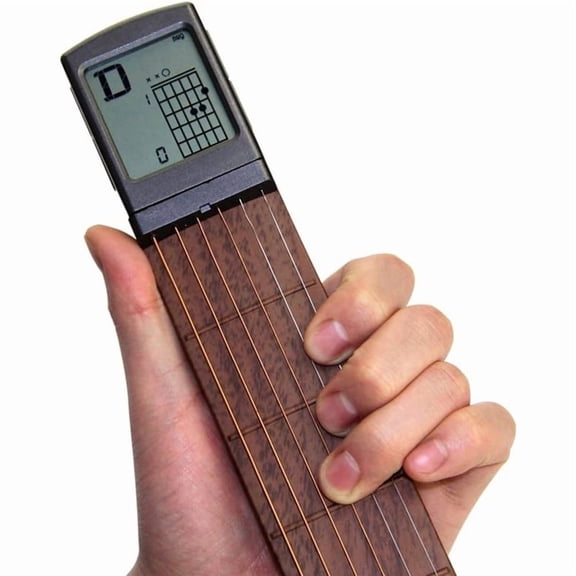 Portable Guitar Neck for Beginners - Chord Practice Tool with Rotatable Chart Screen