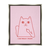 Stupell Industries Do What I Want Cat Animals & Insects Painting Gray Floater Framed Canvas Art Print Wall Art, 17 x 21