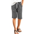thumbnail image 2 of shoper Bermuda Shorts for Girls Elastic Waist Drawstring Knee Length Shorts Summer Lightweight Capri Pants foir Kids Linen Long Shorts with Pockets, 2 of 6