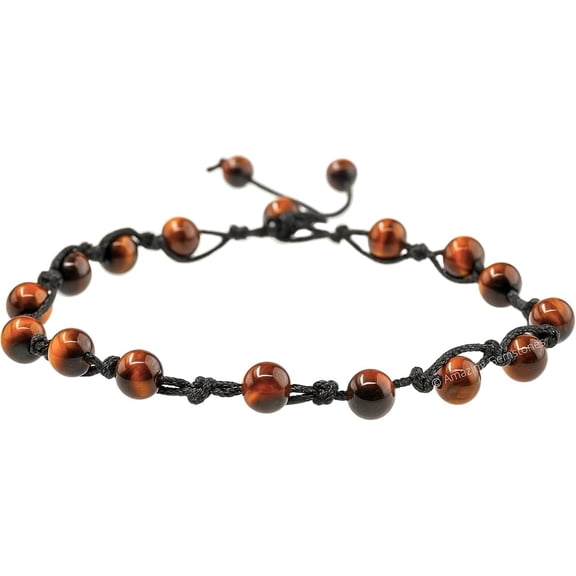 Red Tiger Eye (Knotted) Crystal Anklet, 6mm Beads Anklet for Women