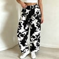 thumbnail image 4 of Levmjia Women's Cow Print Jeans High Waisted Wide Leg Pants Elastic Waistband Button Fly Pocket Casual Baggy Denim Trousers Vintage Y2K Loose Long Pants, 4 of 8