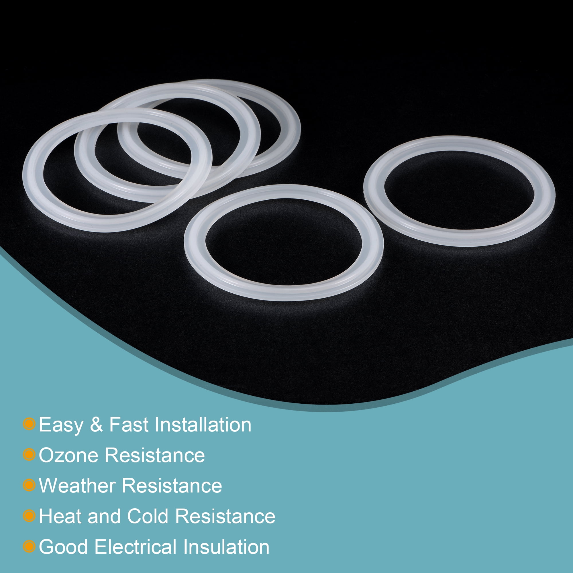 Unique Bargains Silicone Rubber Gaskets White 5Pcs 2.5"