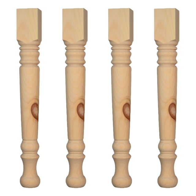 Osborne Husky Farm Dining Table Legs in Knotty Pine (Set of Four), Replacement Table Legs for Dining Table or Desk, Unfinished Wooden Posts, Sanded and Ready to be Stained