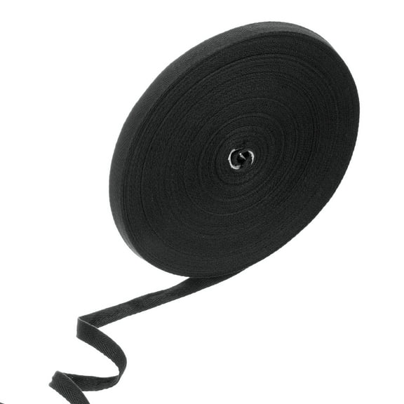 Uxcell Cotton Twill Tape, 3/8inch 49 Yards Herringbone Webbing Trim for Sewing/Gift Wrapping/Craft DIY [Black]