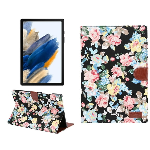 For Samsung Galaxy Tab A8 10.5 2021 X200 / X205 Flower Cloth Leather Smart Tablet Case