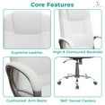 thumbnail image 4 of Halle High Back Executive Office Chair with Armrests Lumbar Support Adjustable Height, Swivel and Lumbar Support, Premium Faux Leather Comfortable Office Chair with Back Support - White, 4 of 19